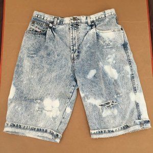 Bugle Boy Basic jeans denim short cut distressed 80s acid wash 33 34 USA